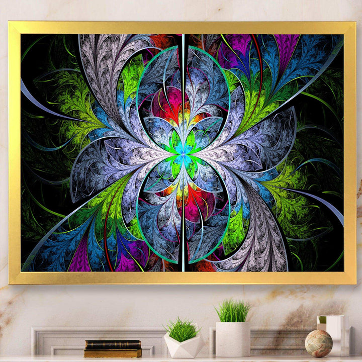 Multi Color Fractal Stained Glass - Modern Living Room Wall Decor