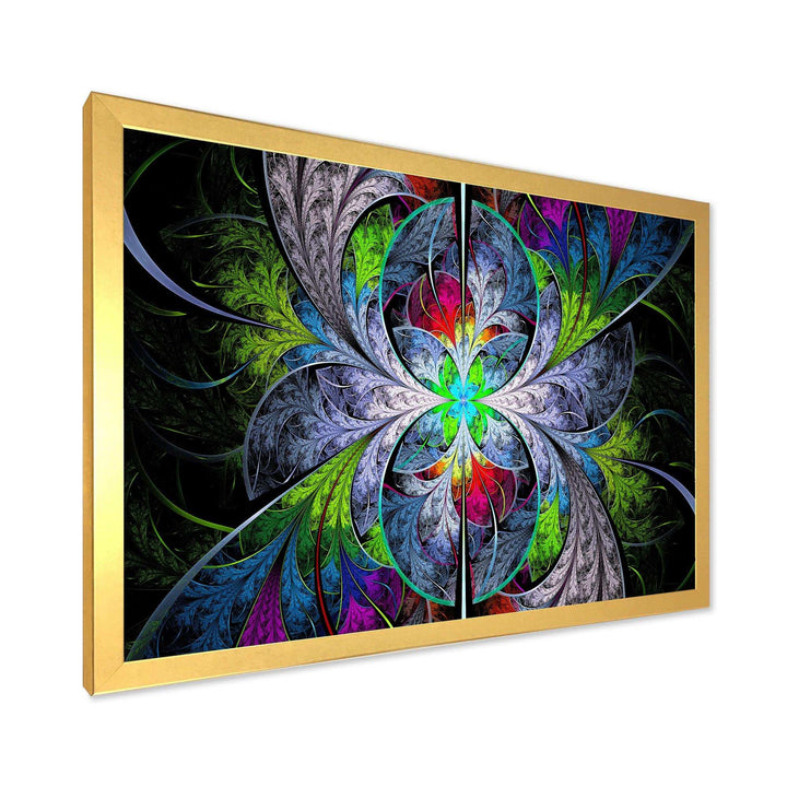 Multi Color Fractal Stained Glass - Modern Living Room Wall Decor