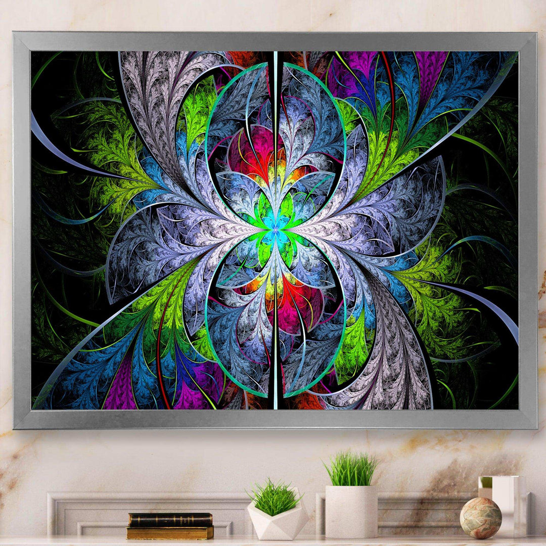 Multi Color Fractal Stained Glass - Modern Living Room Wall Decor