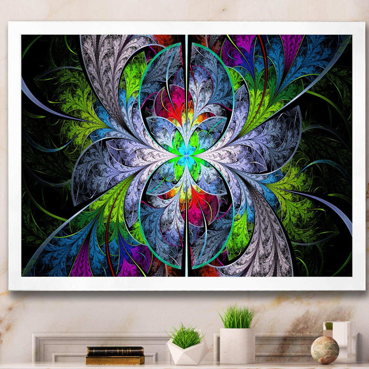 Multi Color Fractal Stained Glass - Modern Living Room Wall Decor