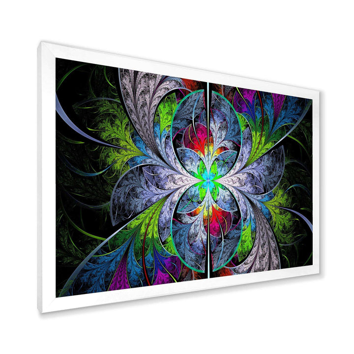 Multi Color Fractal Stained Glass - Modern Living Room Wall Decor