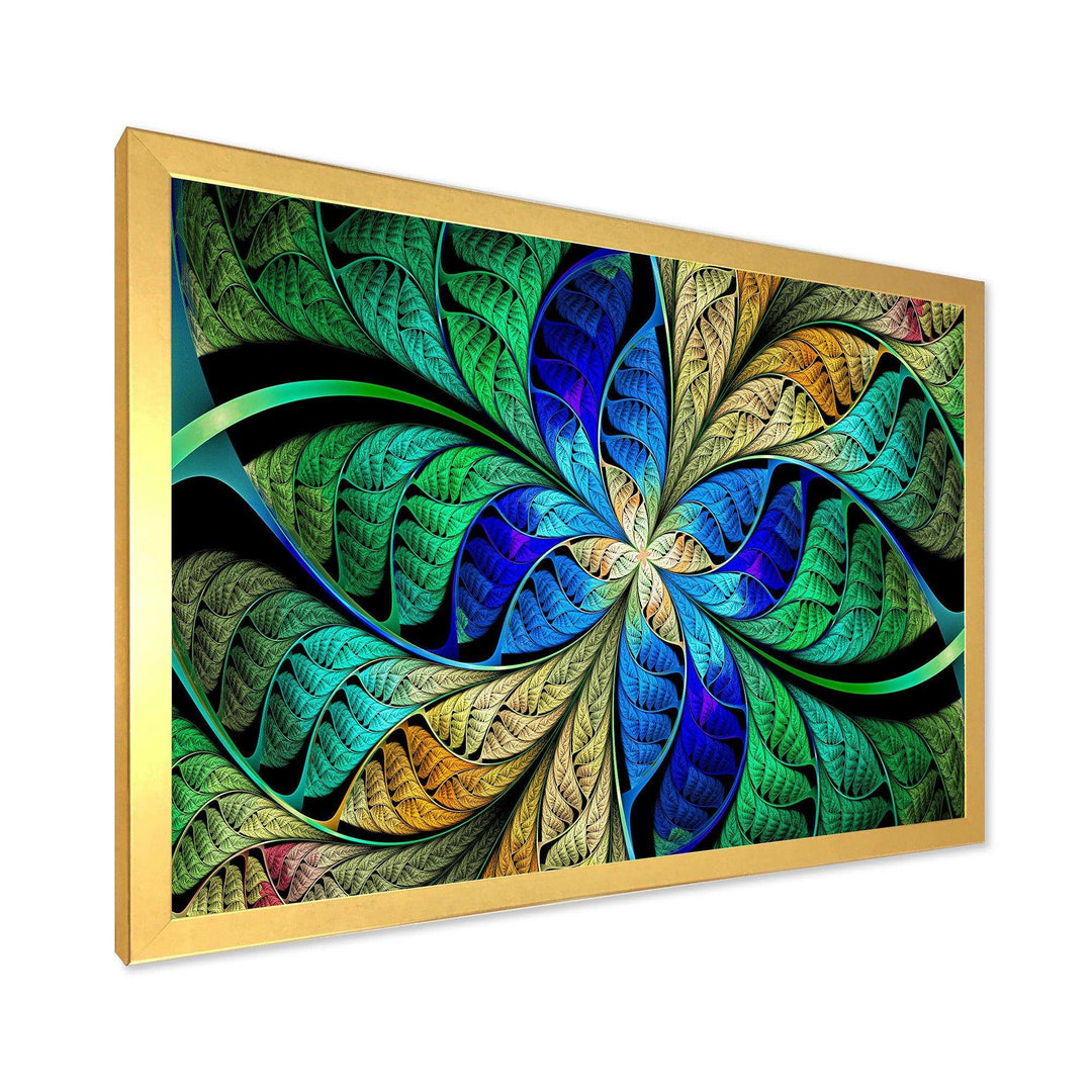 Blue Green Fractal Flower Petals - Modern Living Room Wall Decor