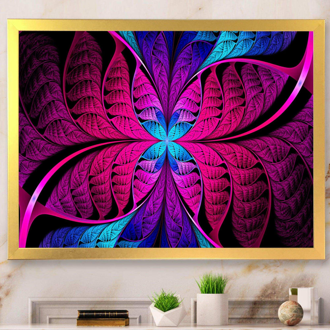 Bright Pink Fractal Stained Glass - Modern Wall Art Prints