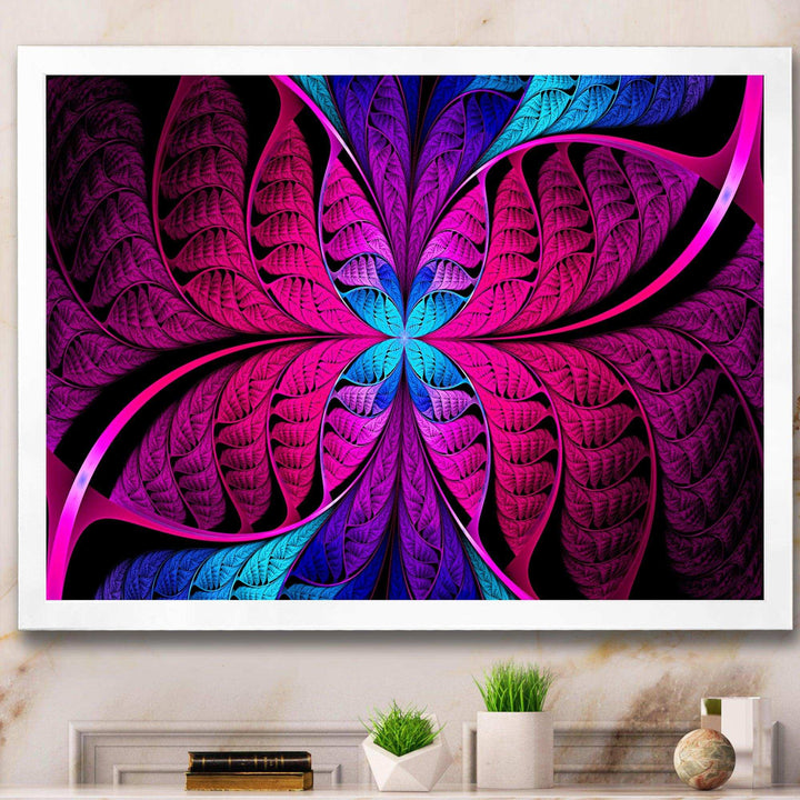 Bright Pink Fractal Stained Glass - Modern Wall Art Prints