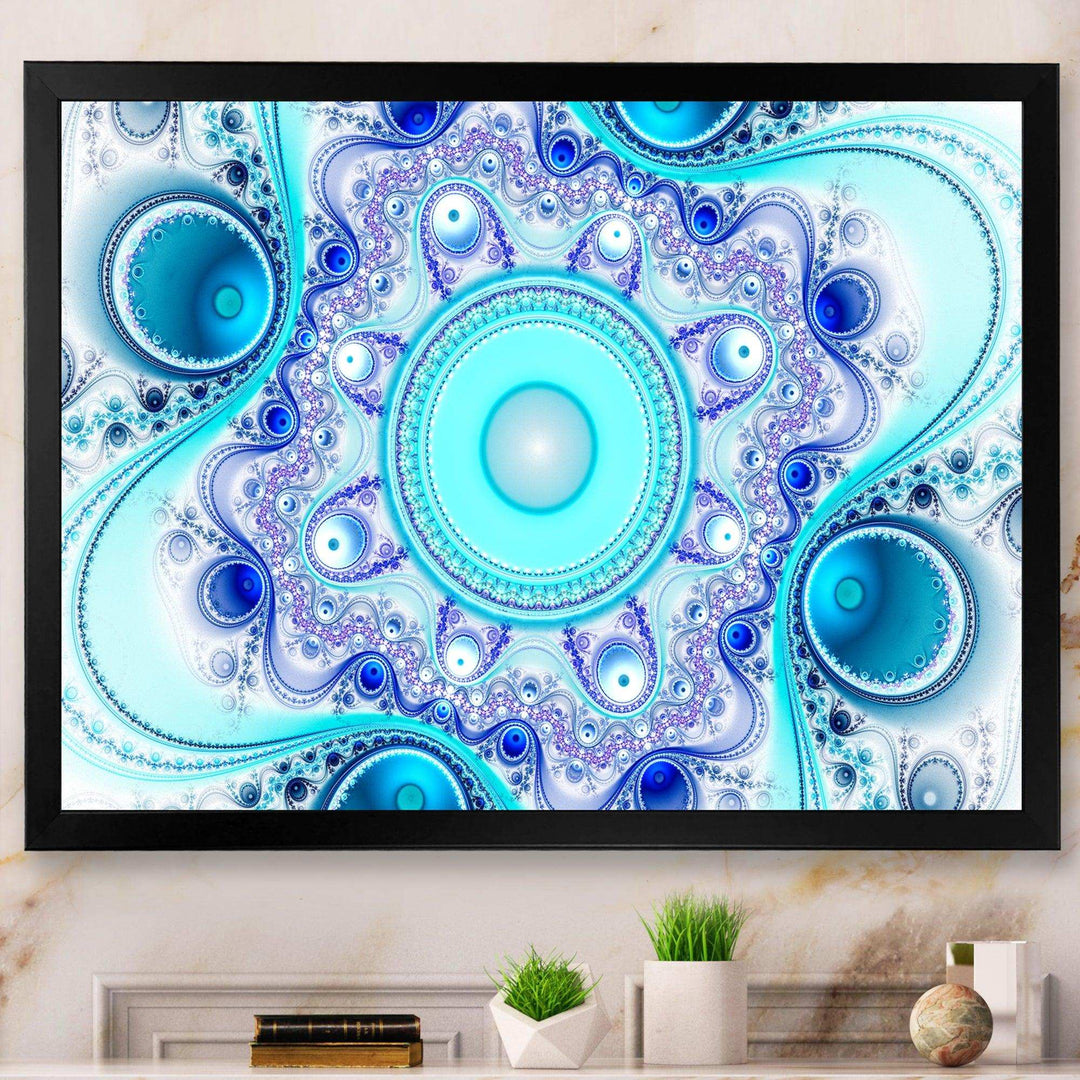 Turquoise Wavy Curves and Circles - Modern Living Room Wall Decor