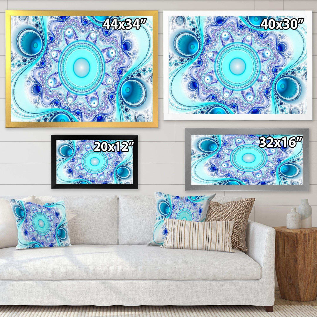 Turquoise Wavy Curves and Circles - Modern Living Room Wall Decor