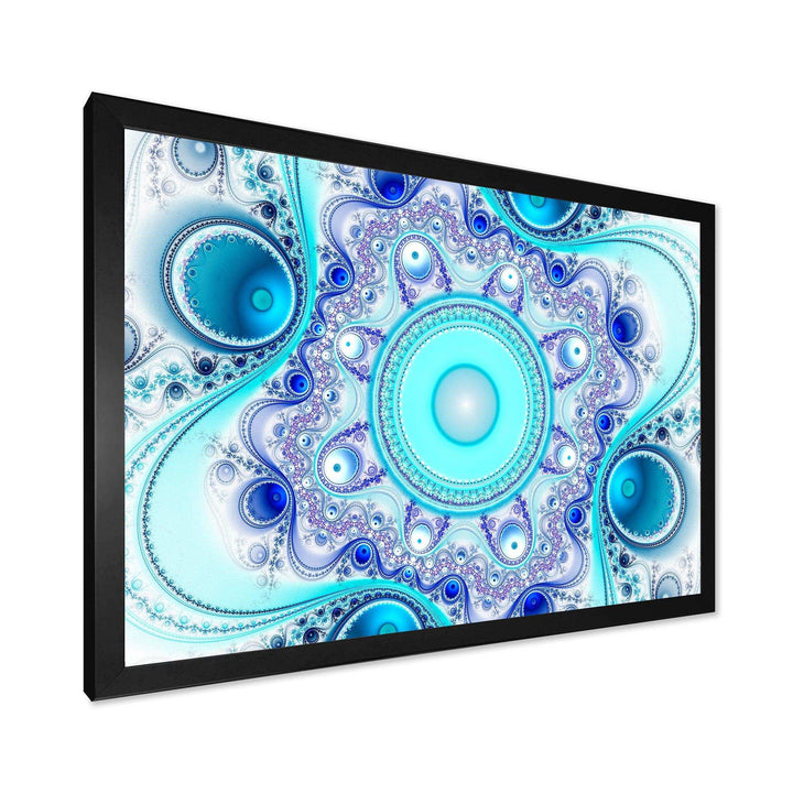 Turquoise Wavy Curves and Circles - Modern Living Room Wall Decor