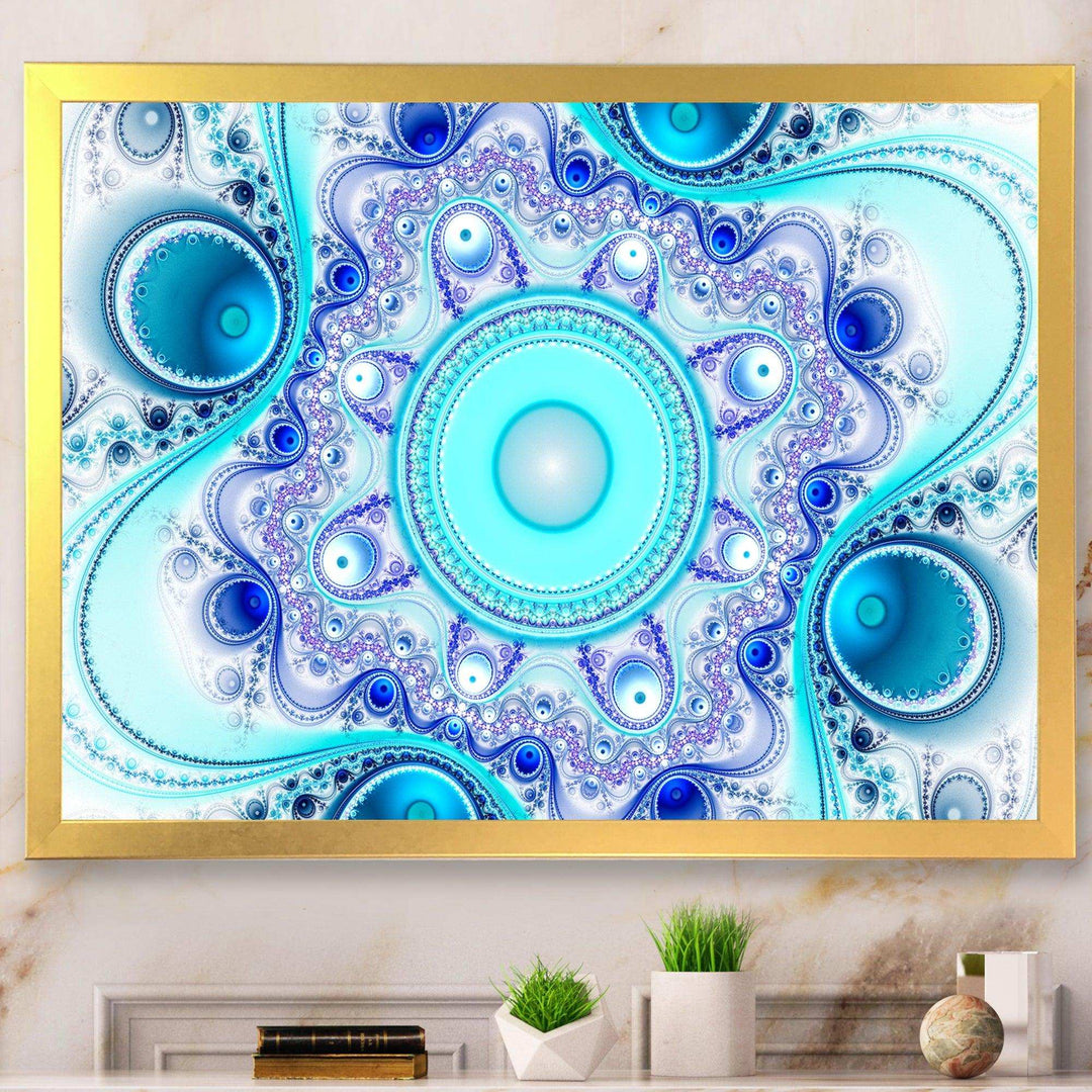 Turquoise Wavy Curves and Circles - Modern Living Room Wall Decor