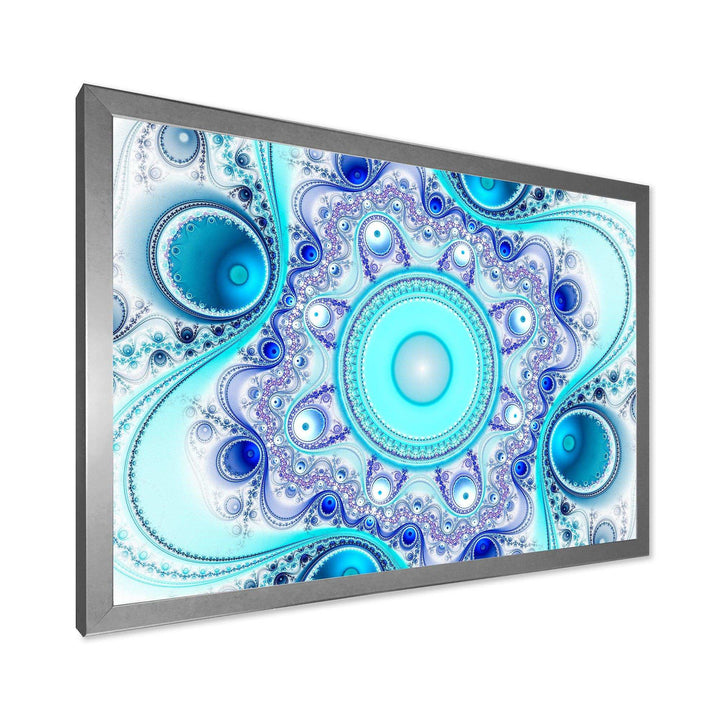 Turquoise Wavy Curves and Circles - Modern Living Room Wall Decor