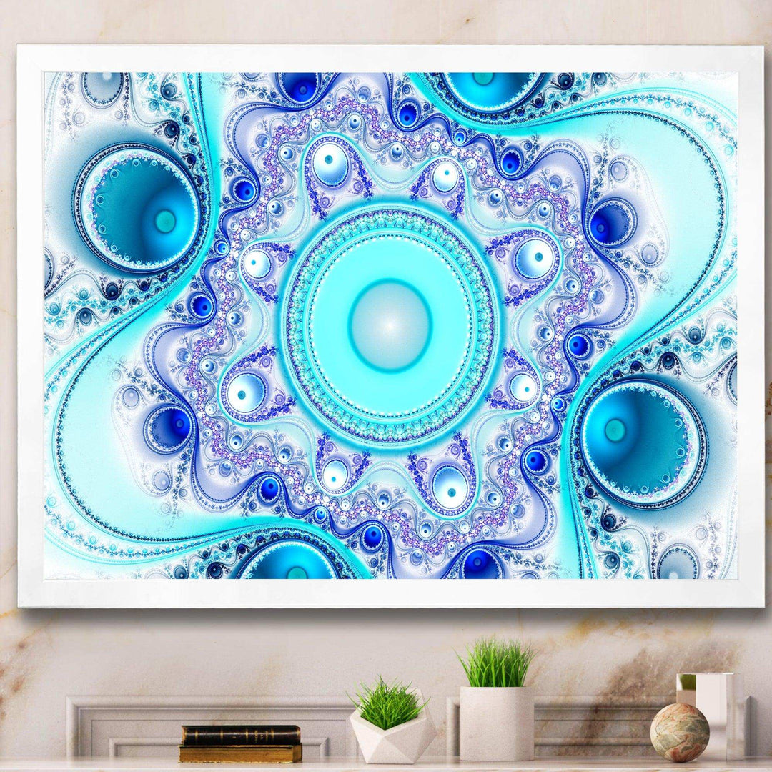 Turquoise Wavy Curves and Circles - Modern Living Room Wall Decor