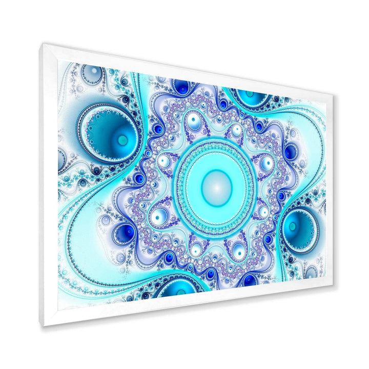 Turquoise Wavy Curves and Circles - Modern Living Room Wall Decor