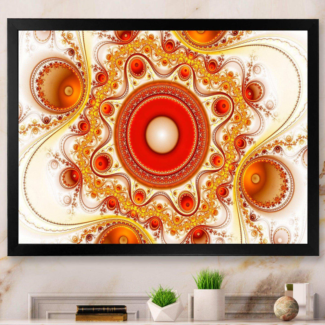 Orange Fractal Pattern with Circles - Modern Bedroom Wall Art