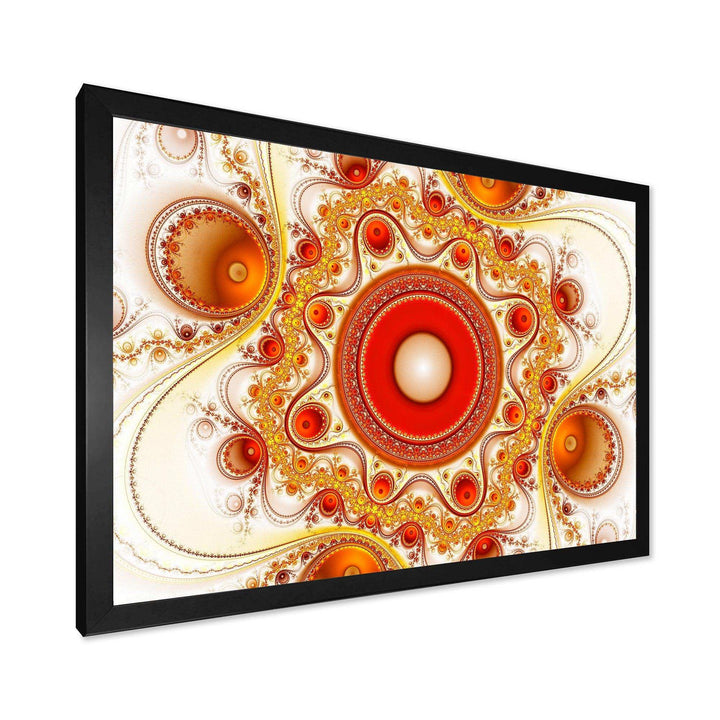 Orange Fractal Pattern with Circles - Modern Bedroom Wall Art