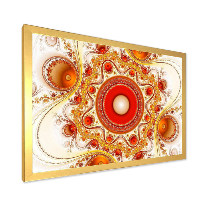 Orange Fractal Pattern with Circles - Modern Bedroom Wall Art