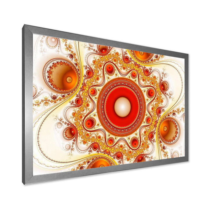 Orange Fractal Pattern with Circles - Modern Bedroom Wall Art