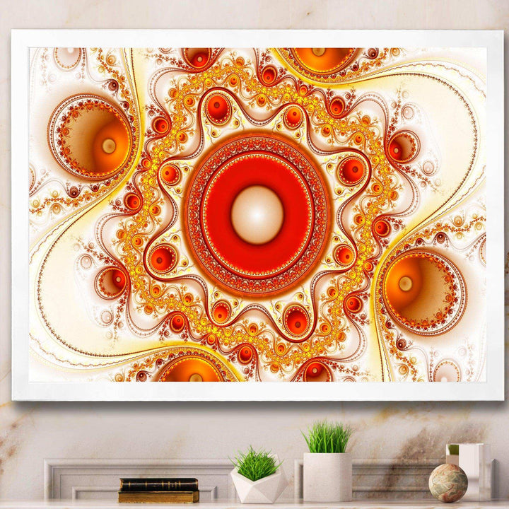 Orange Fractal Pattern with Circles - Modern Bedroom Wall Art