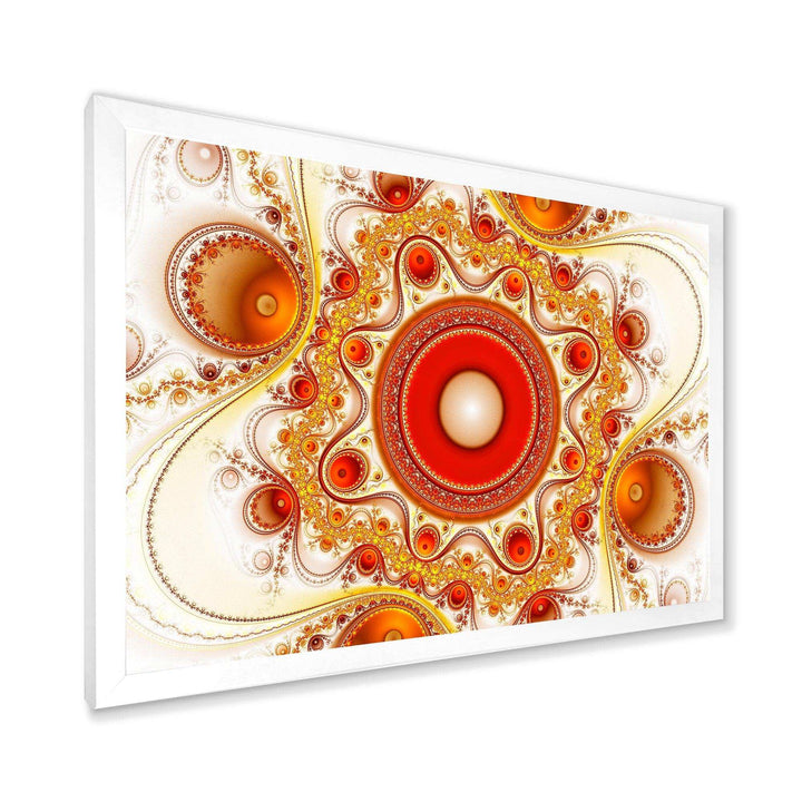 Orange Fractal Pattern with Circles - Modern Bedroom Wall Art
