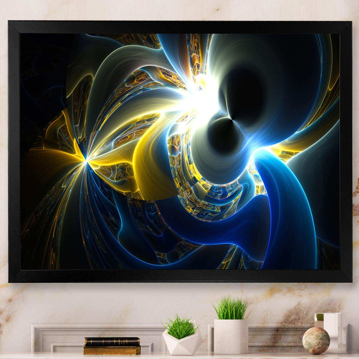 Glowing Blue Yellow Plasma - Modern Bedroom Wall Art