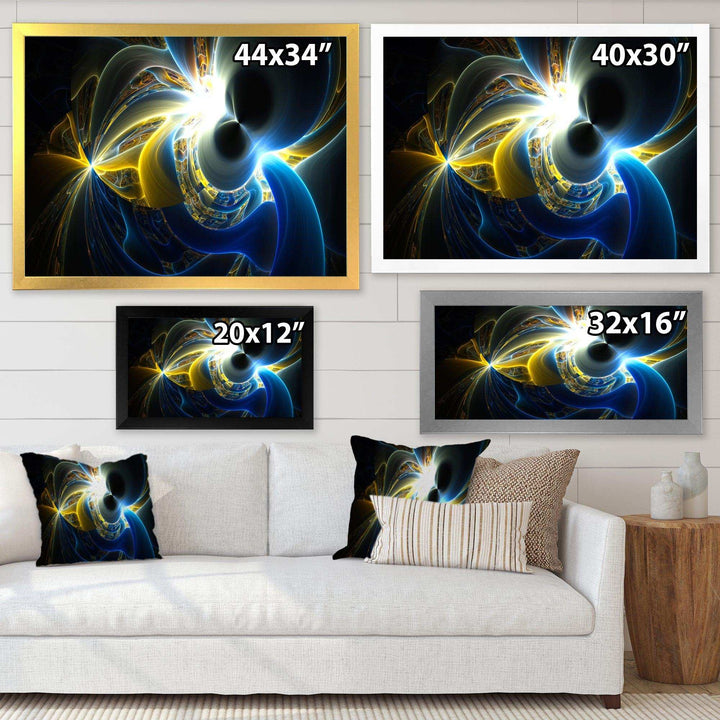 Glowing Blue Yellow Plasma - Modern Bedroom Wall Art