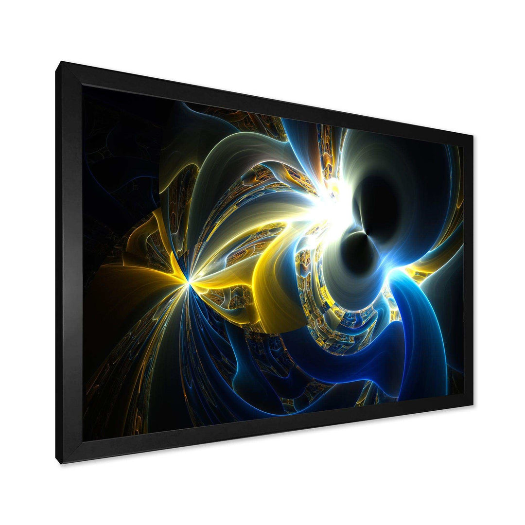 Glowing Blue Yellow Plasma - Modern Bedroom Wall Art