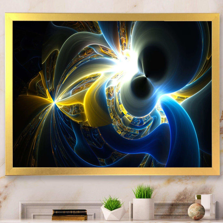 Glowing Blue Yellow Plasma - Modern Bedroom Wall Art