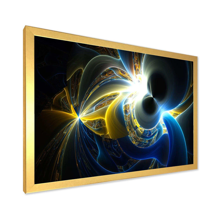 Glowing Blue Yellow Plasma - Modern Bedroom Wall Art