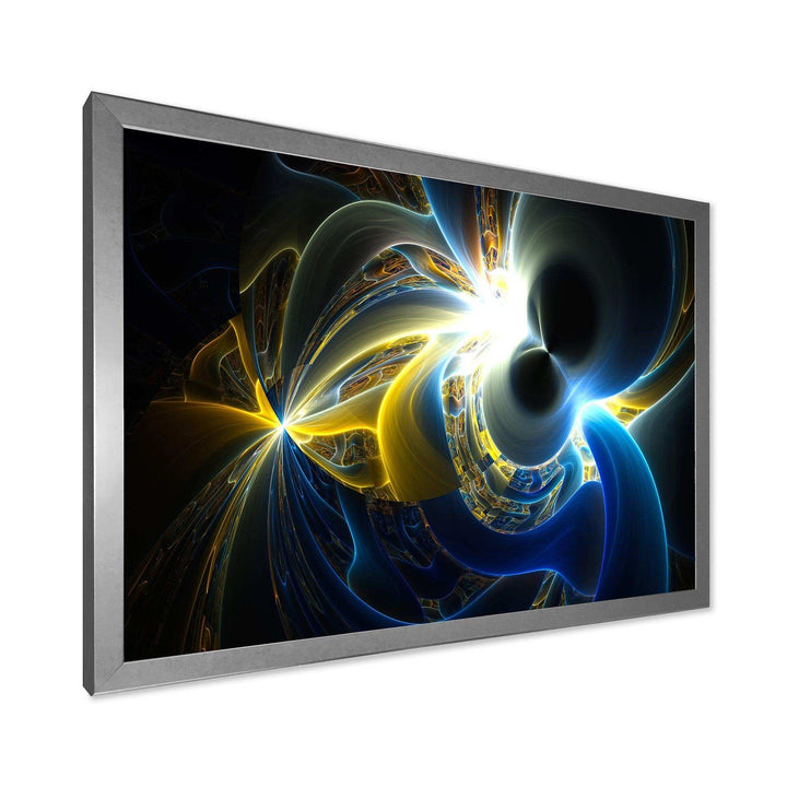 Glowing Blue Yellow Plasma - Modern Bedroom Wall Art