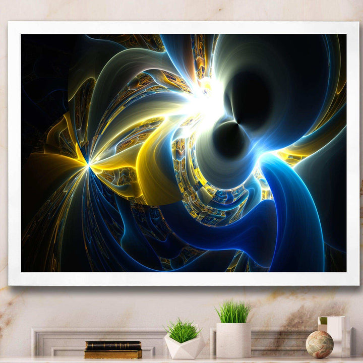 Glowing Blue Yellow Plasma - Modern Bedroom Wall Art