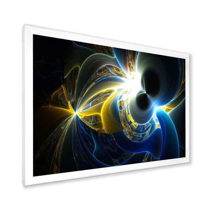 Glowing Blue Yellow Plasma - Modern Bedroom Wall Art