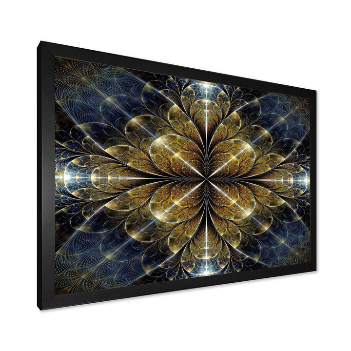 Digital Gold Fractal Flower Pattern - Modern Canvas Wall Art