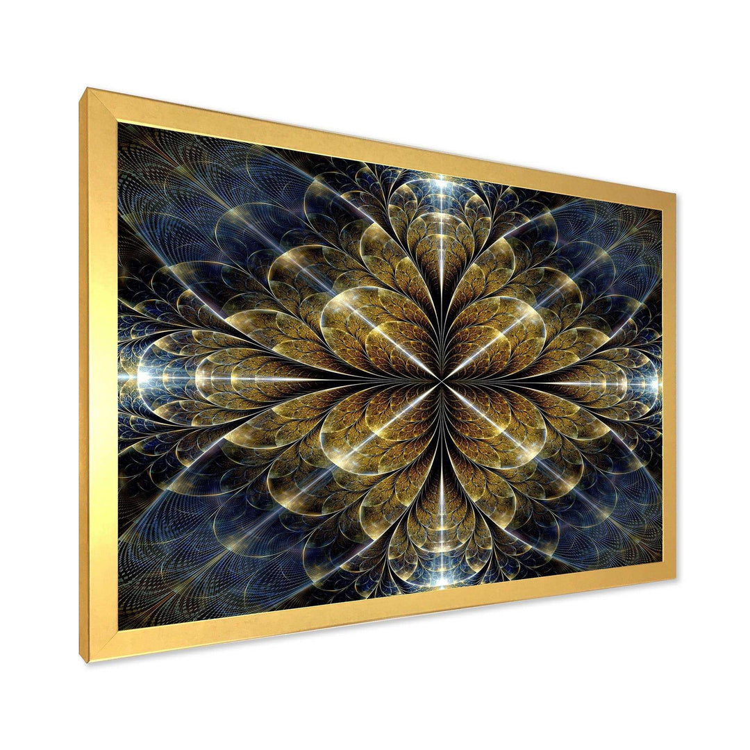 Digital Gold Fractal Flower Pattern - Modern Canvas Wall Art