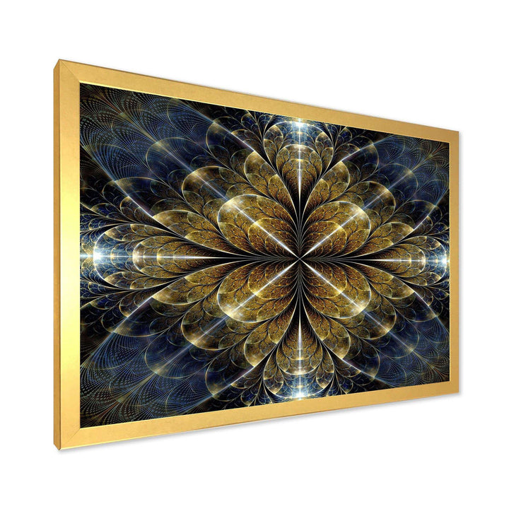 Digital Gold Fractal Flower Pattern - Modern Canvas Wall Art