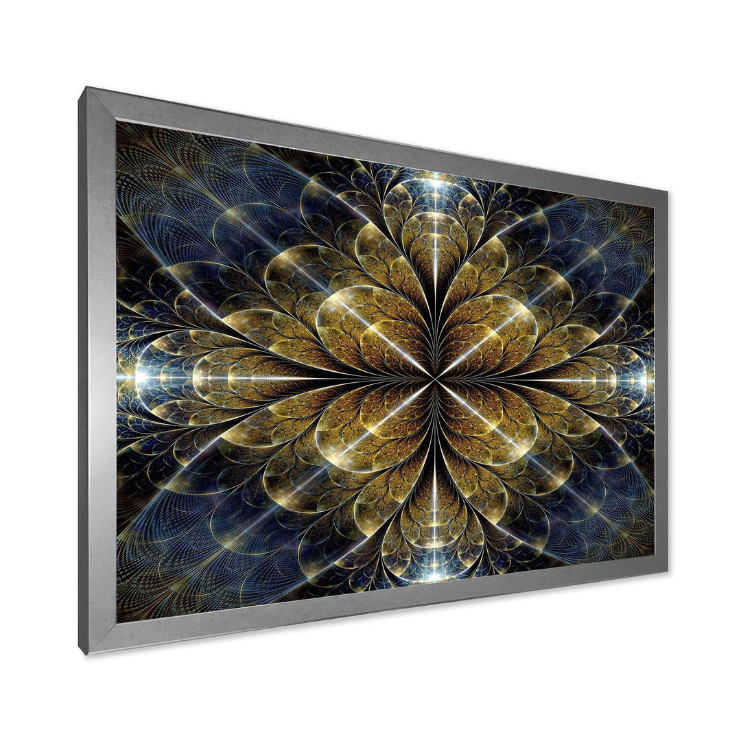 Digital Gold Fractal Flower Pattern - Modern Canvas Wall Art