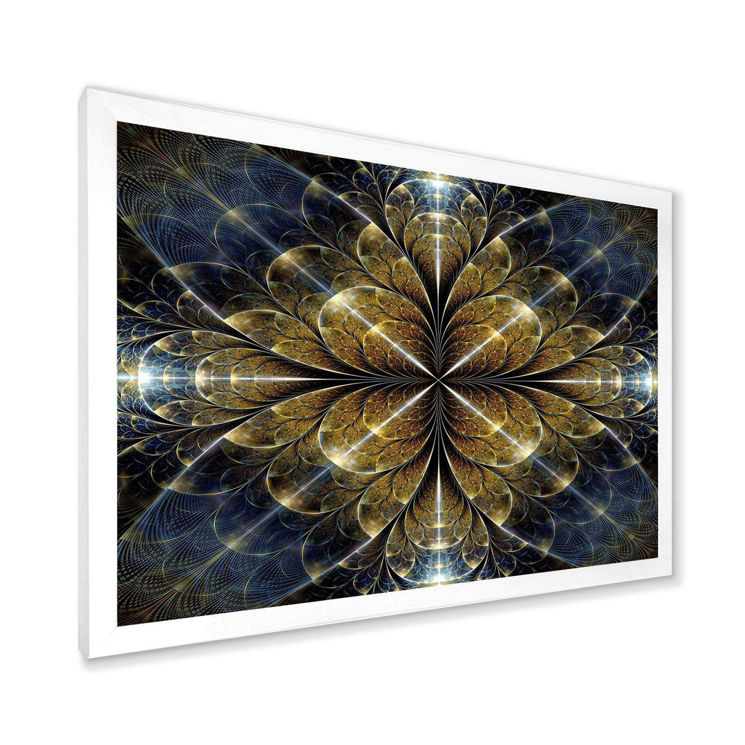 Digital Gold Fractal Flower Pattern - Modern Canvas Wall Art