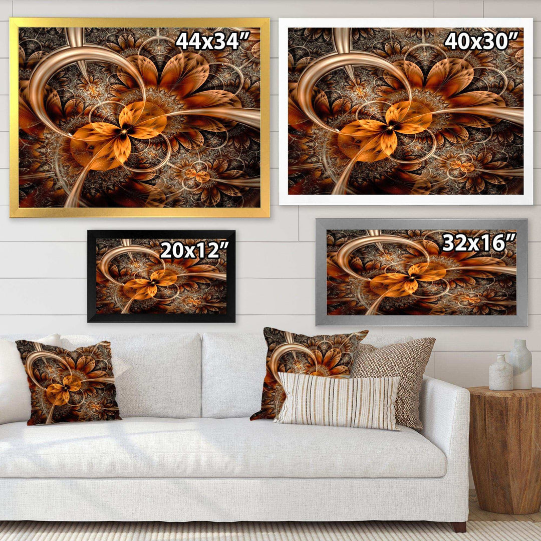 Dark Orange Fractal Flower - Modern Canvas Wall Art