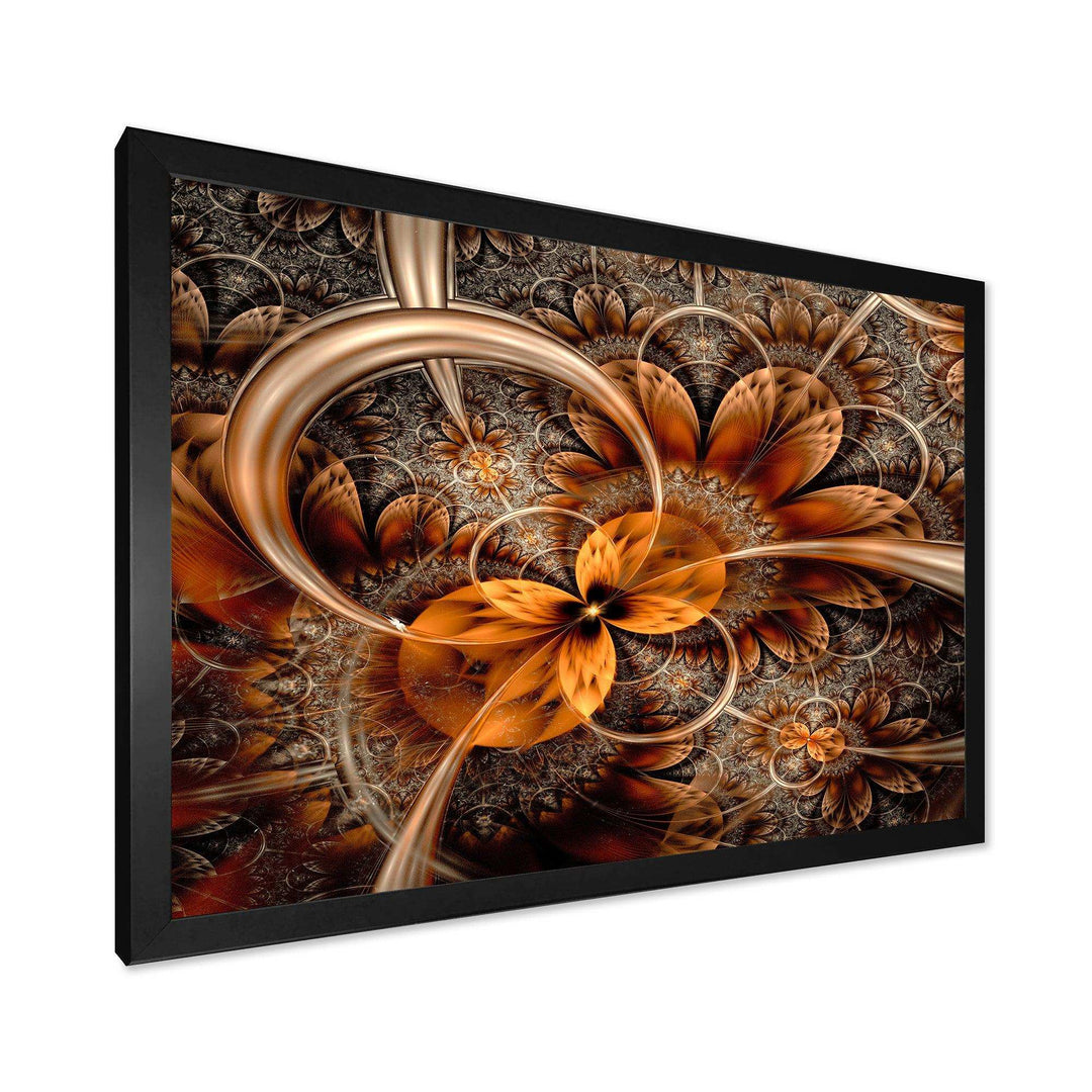 Dark Orange Fractal Flower - Modern Canvas Wall Art