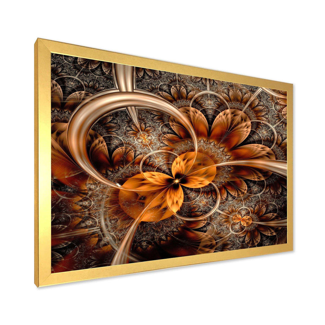Dark Orange Fractal Flower - Modern Canvas Wall Art