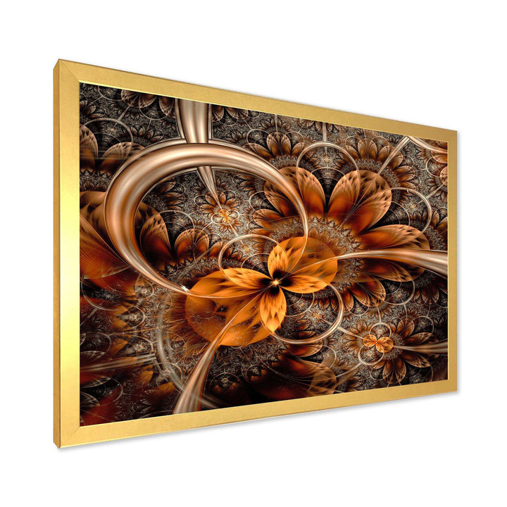 Dark Orange Fractal Flower - Modern Canvas Wall Art
