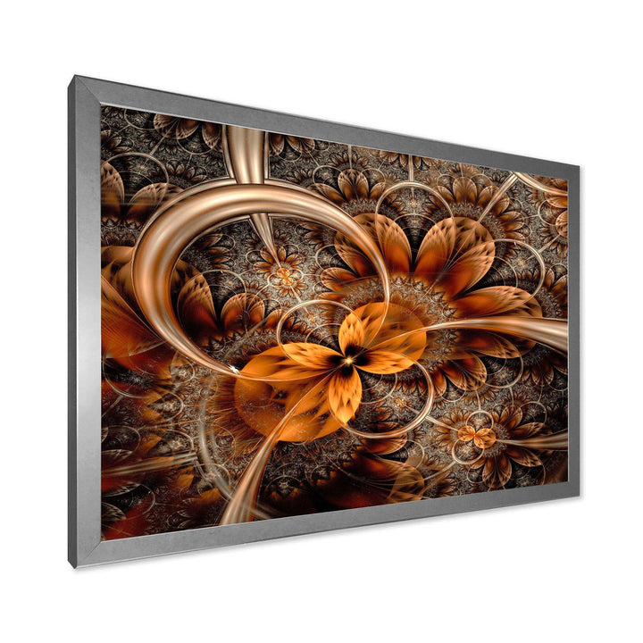 Dark Orange Fractal Flower - Modern Canvas Wall Art