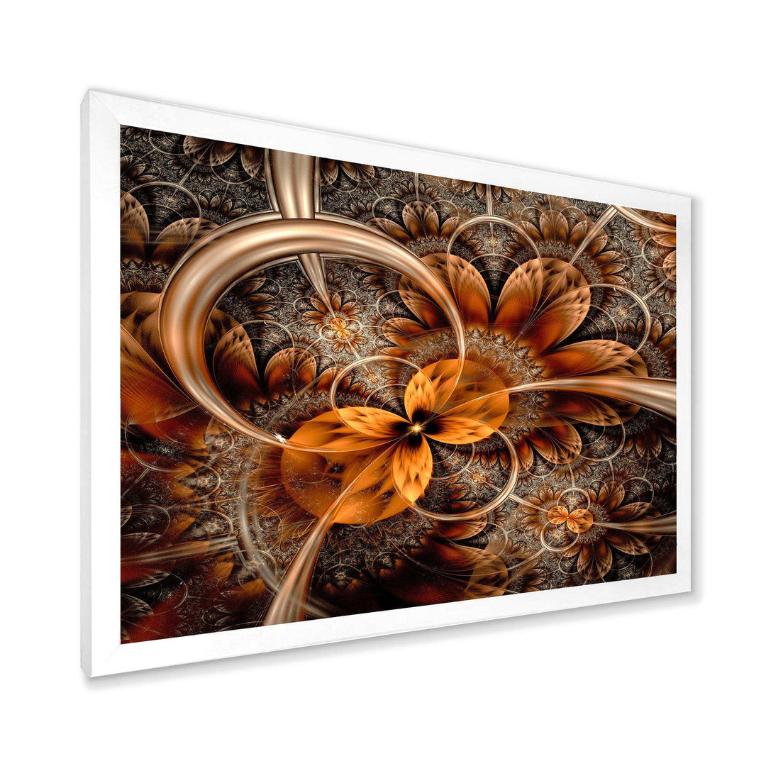 Dark Orange Fractal Flower - Modern Canvas Wall Art