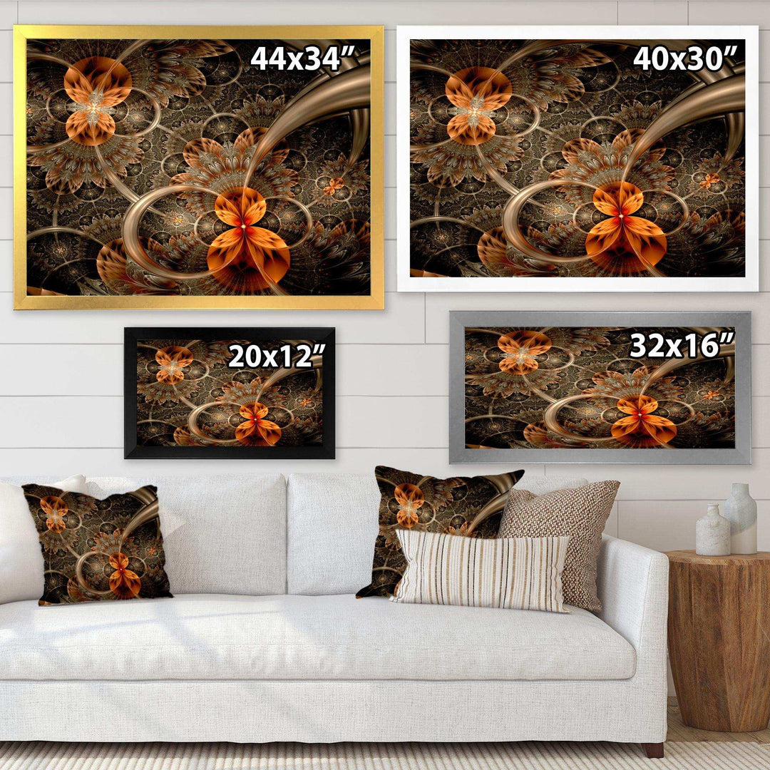 Dark Orange Symmetrical Flower - Modern Wall Art Prints