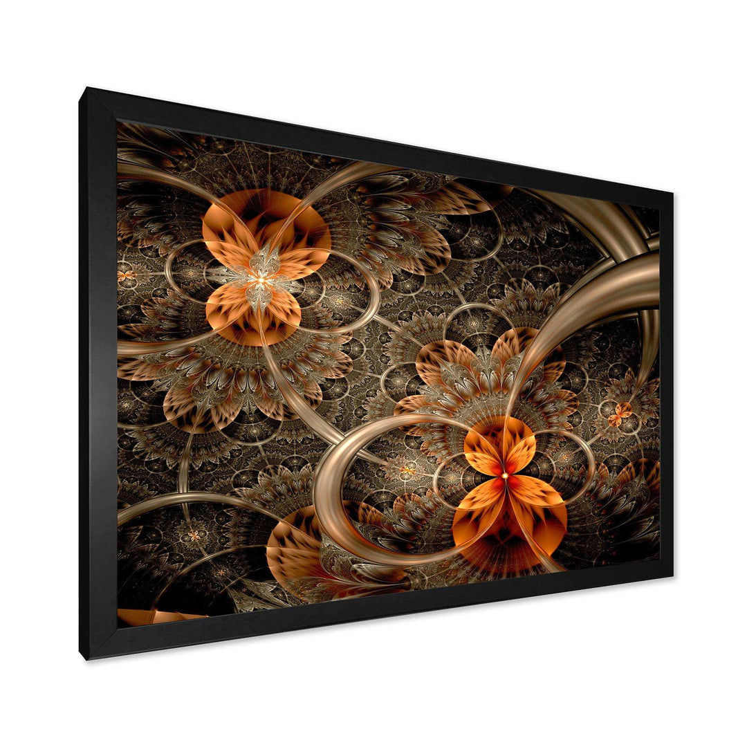 Dark Orange Symmetrical Flower - Modern Wall Art Prints