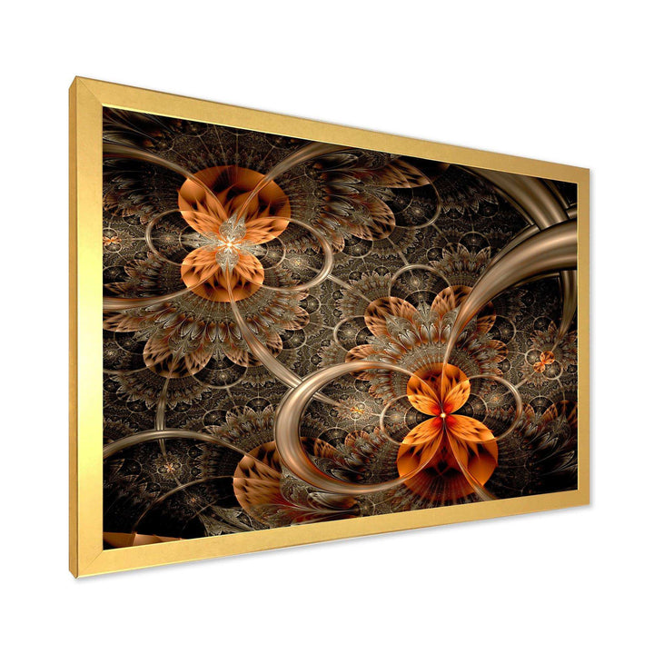 Dark Orange Symmetrical Flower - Modern Wall Art Prints