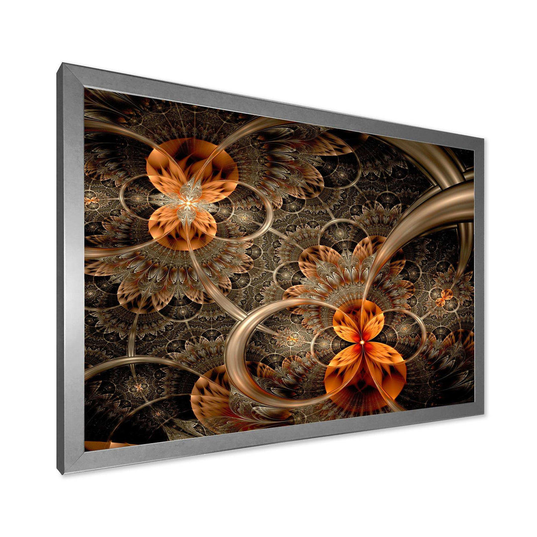 Dark Orange Symmetrical Flower - Modern Wall Art Prints
