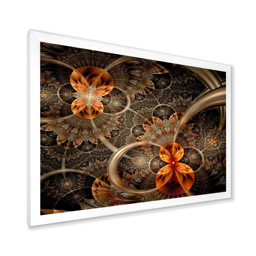 Dark Orange Symmetrical Flower - Modern Wall Art Prints