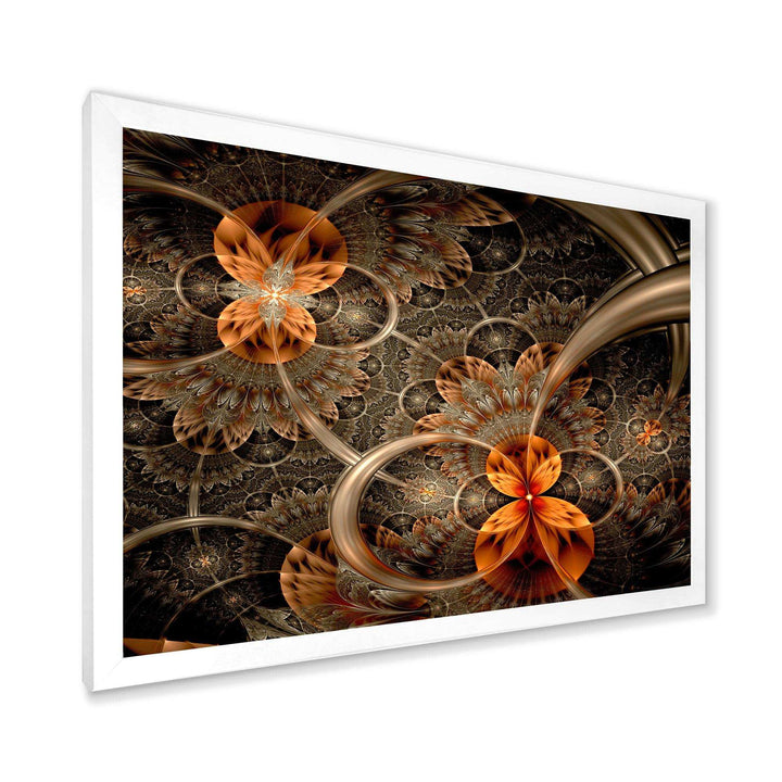 Dark Orange Symmetrical Flower - Modern Wall Art Prints