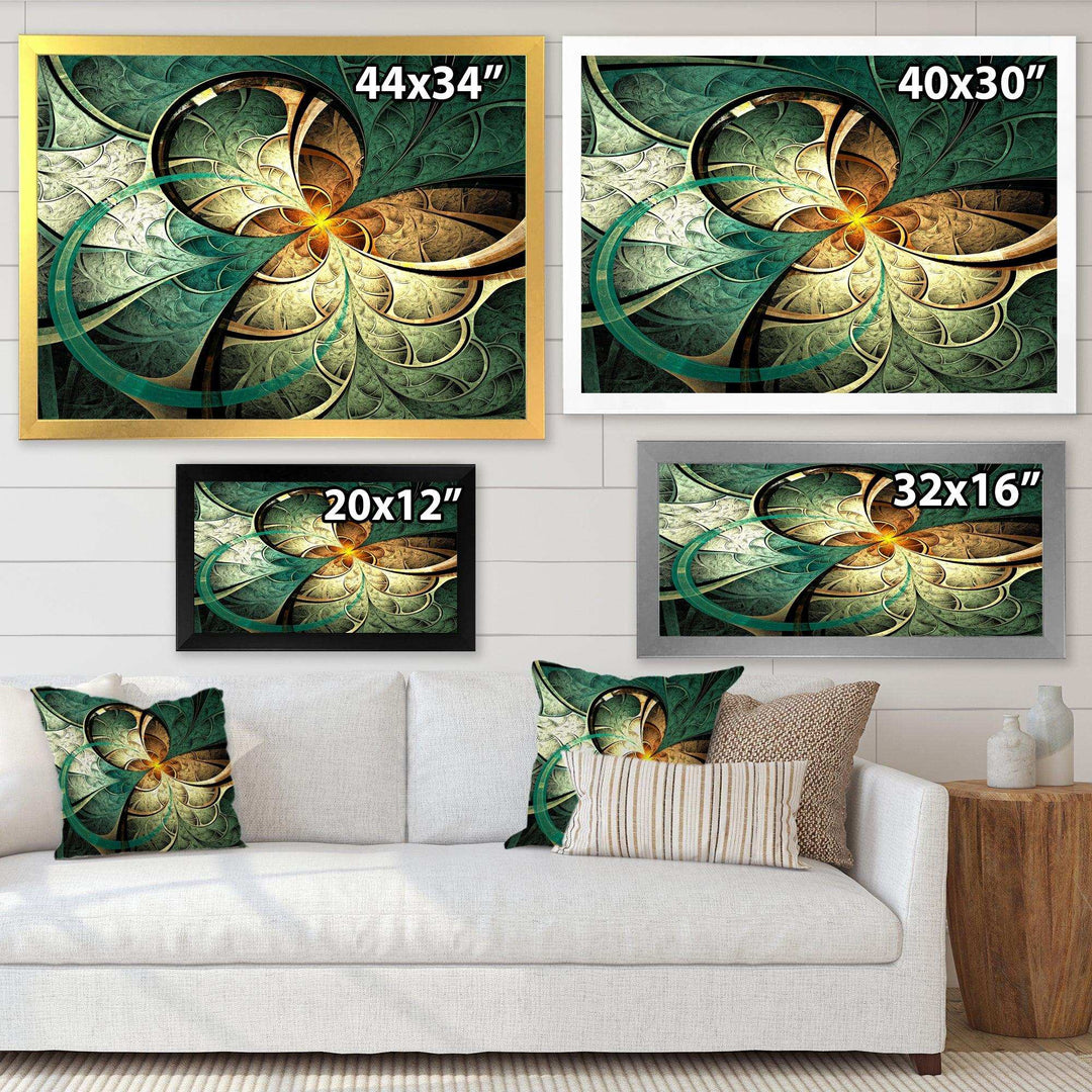 Dark Yellow Green Fractal Flower - Modern Canvas Wall Art