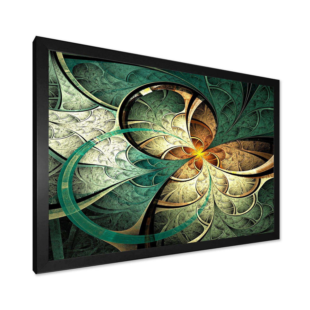 Dark Yellow Green Fractal Flower - Modern Canvas Wall Art