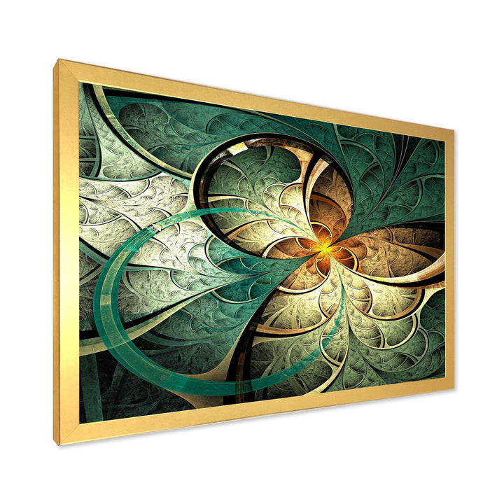 Dark Yellow Green Fractal Flower - Modern Canvas Wall Art