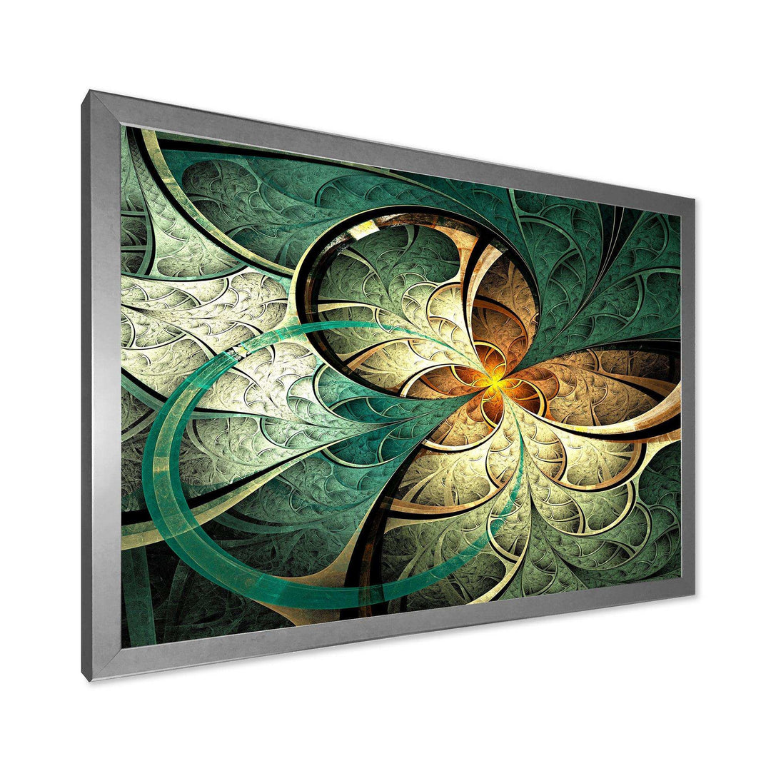 Dark Yellow Green Fractal Flower - Modern Canvas Wall Art